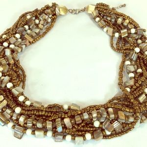 20” Chico’s seashell & glass bead chunky necklace